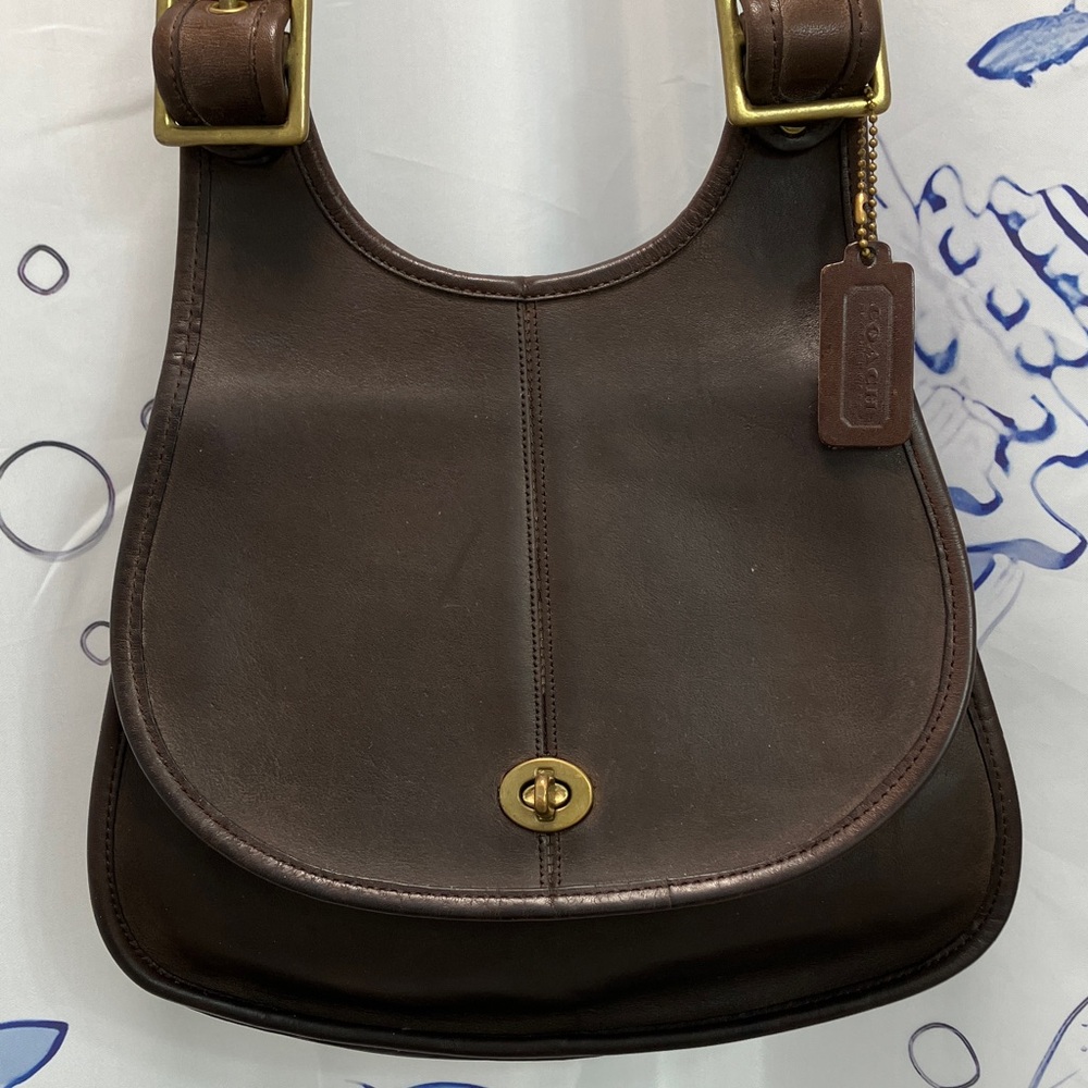 Coach Vintage Crescent Mocha Brown Saddle Bag NYC 9235